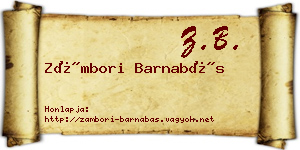 Zámbori Barnabás névjegykártya